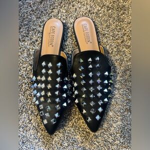 Cape Robbin Black Studded Women's Mules